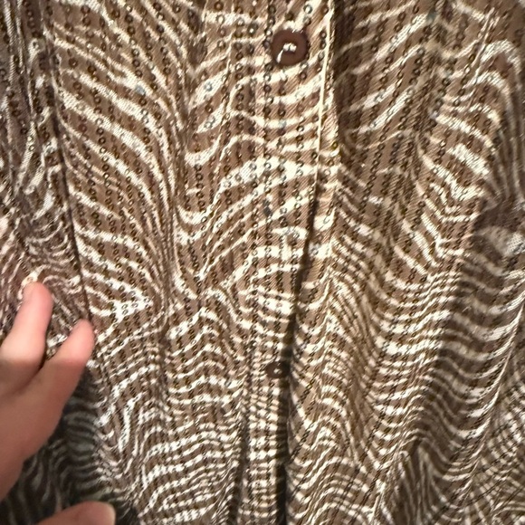 BiBi Brown and White sequin Zebra Print Blouse - Picture 7 of 7